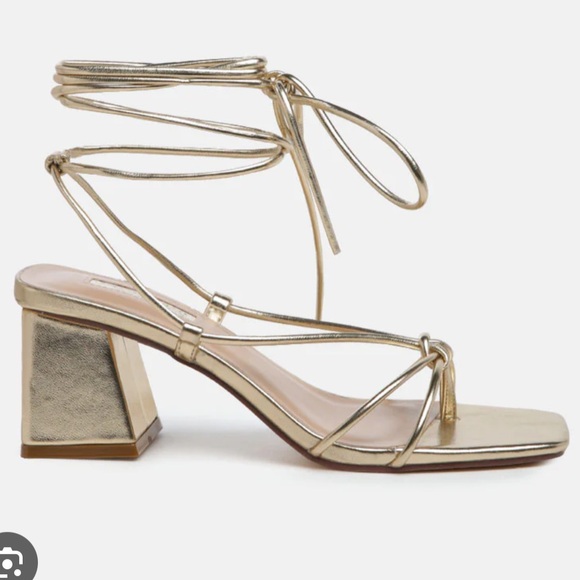 London Rag Swan Lake Gold Block Heel - Picture 2 of 10